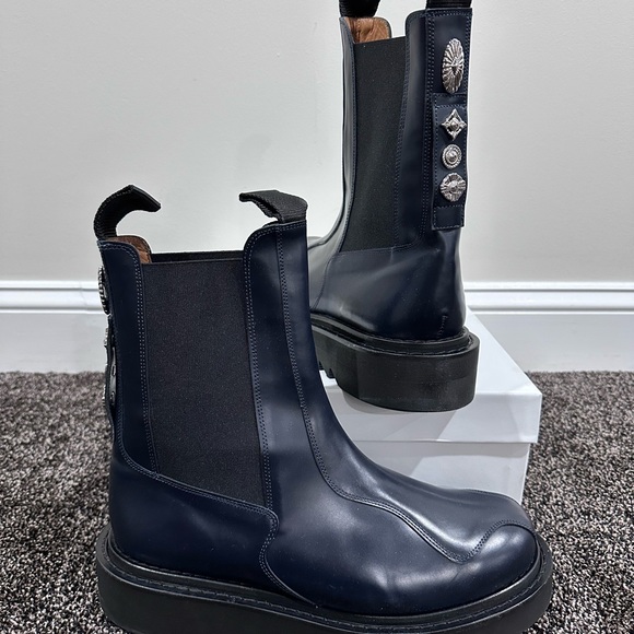 Toga Virilis Archives Ssense Exclusive Navy Calfskin Chelsea Boots